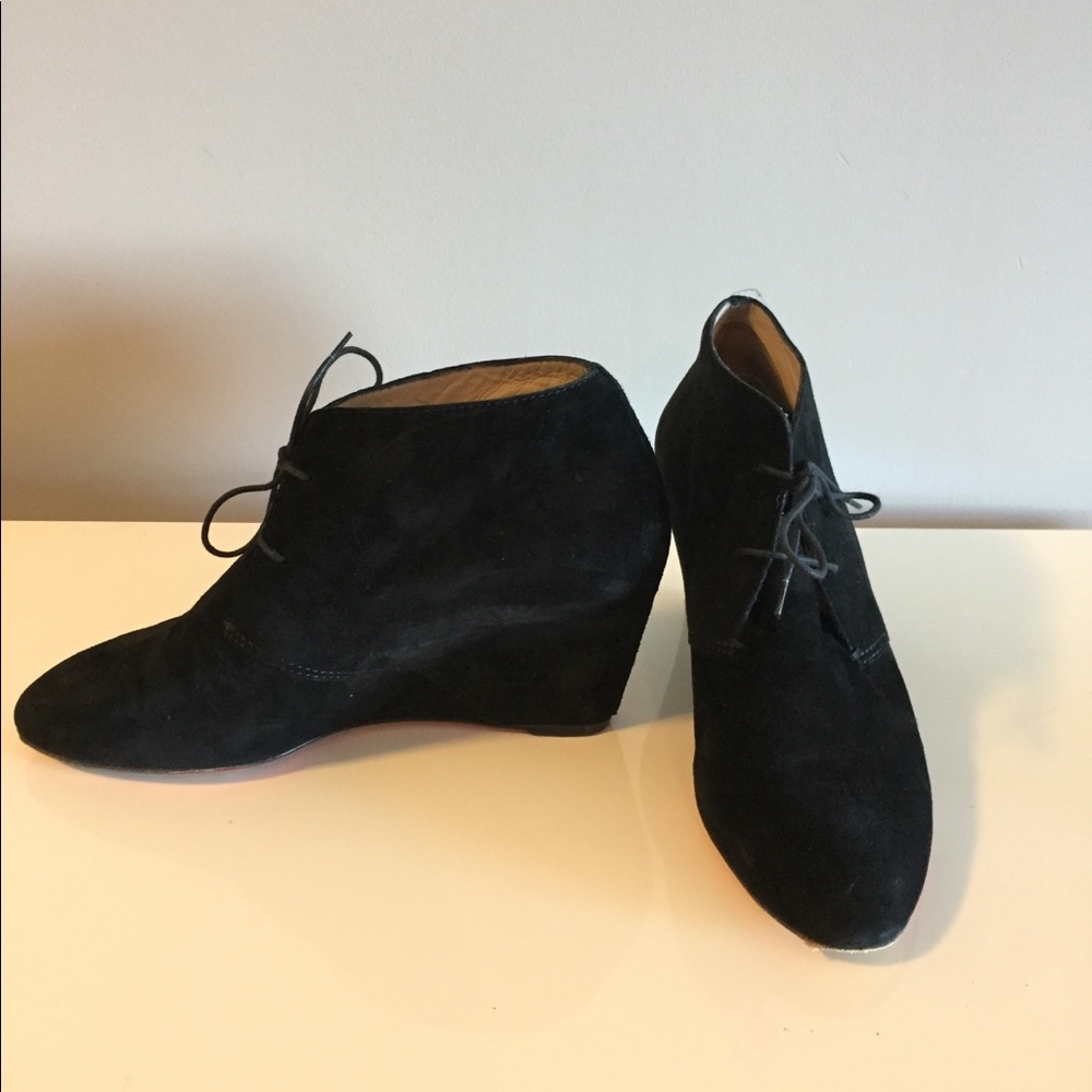 Christian Louboutin black suede wedge booties 40 9